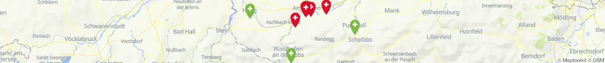 Kartenansicht für Apotheken-Notdienste in der Nähe von Amstetten (Amstetten, Niederösterreich)